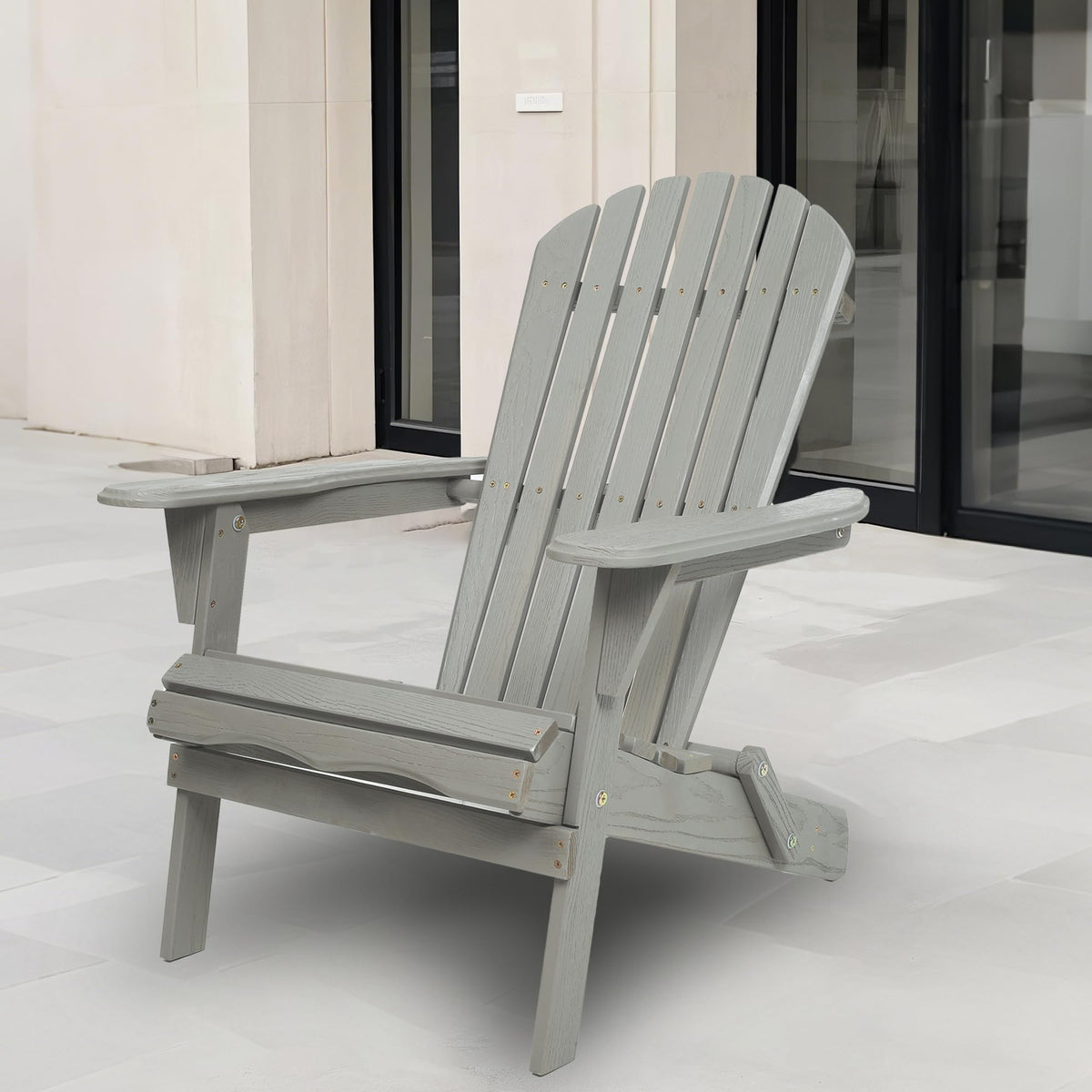 Folding Adirondack Chair Set of 2 Solid Cedar Wood Gray G4320