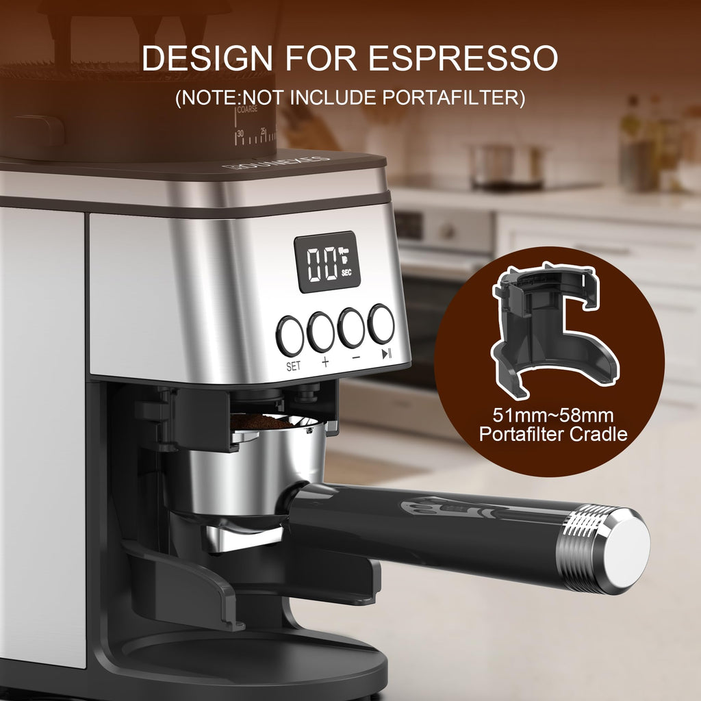 Electric Stainless Steel Conical Burr Coffee Grinder with 30 Grind Settings Z804