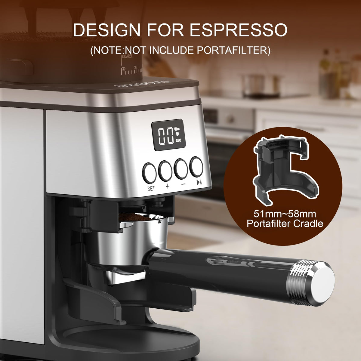 Electric Stainless Steel Conical Burr Coffee Grinder with 30 Grind Settings Z804