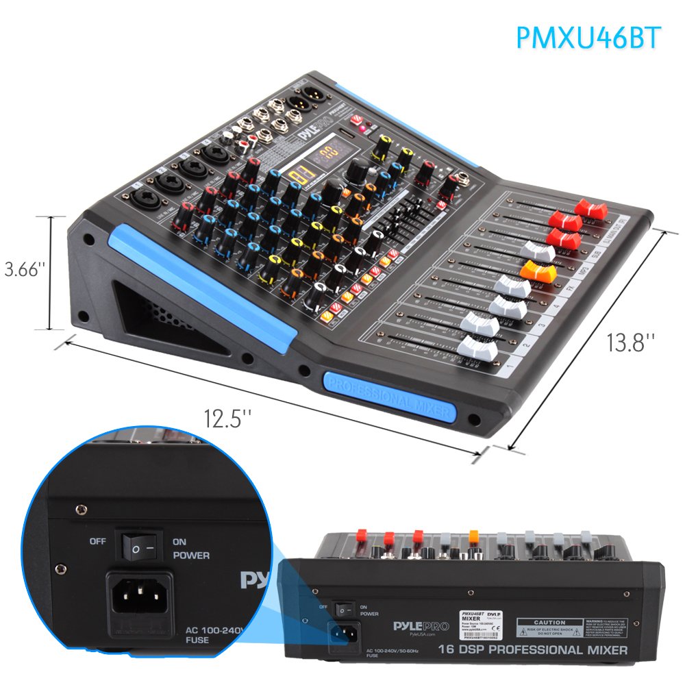 4-Channel Bluetooth Audio Mixer with USB and XLR V868180