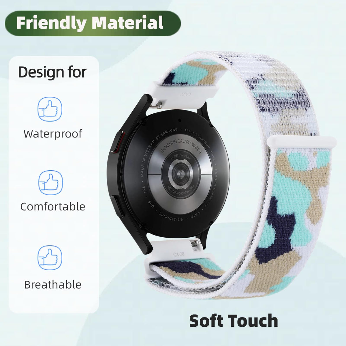 3 Pack 20mm Nylon Sport Loop Band Camouflage C8627
