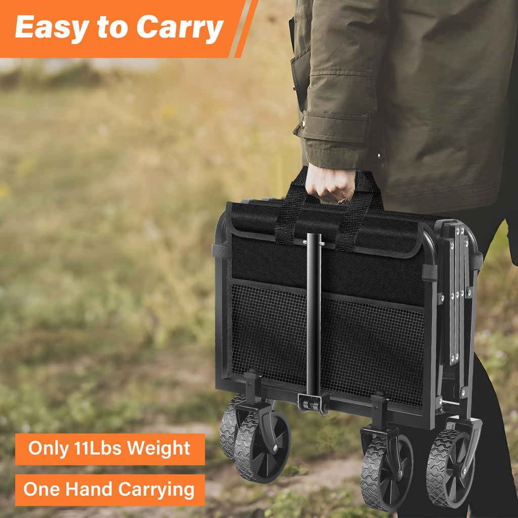 Foldable Collapsible Wagon Cart with Wheels, 280 lbs Heavy Duty Capacity, Graphite Black K6760