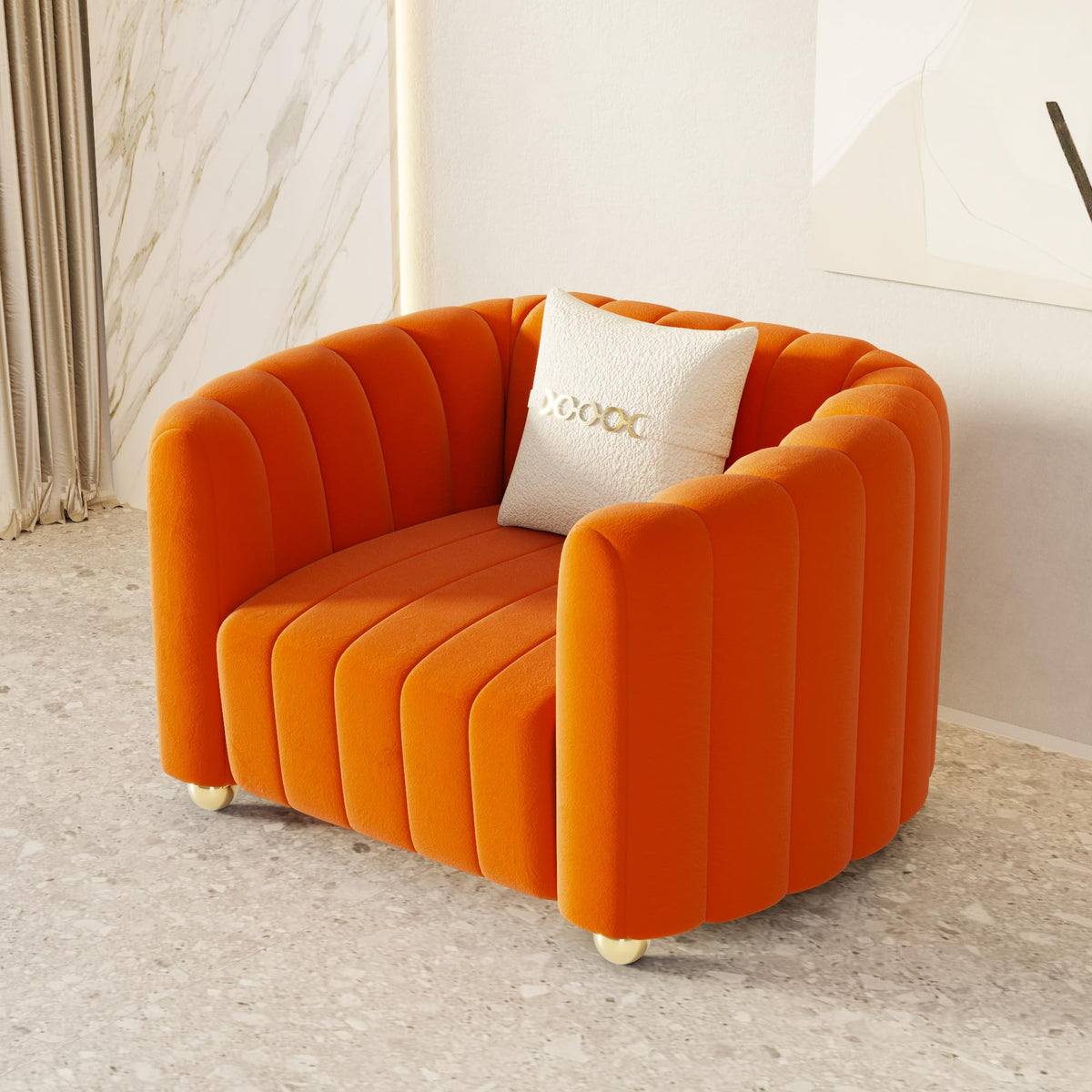 42" Velvet Sofa Chair with Gold Metal Legs I734121
