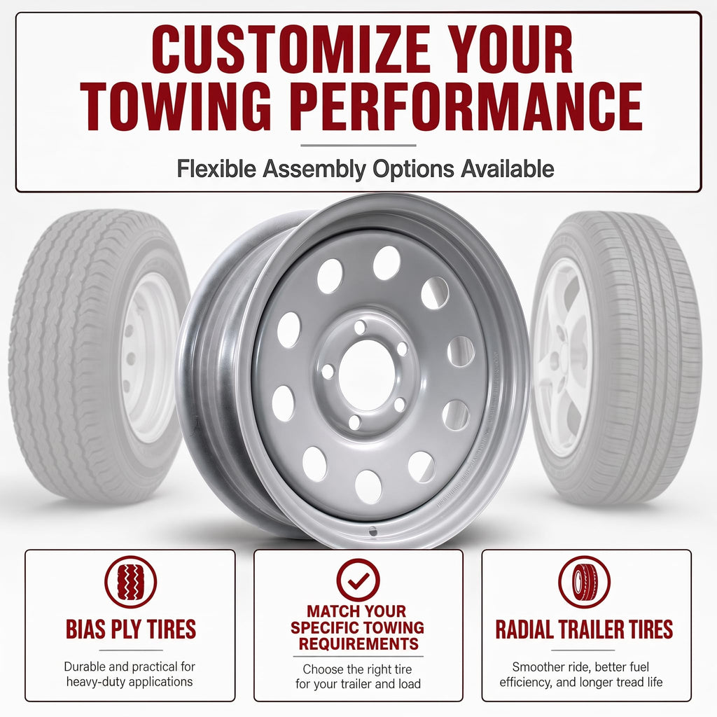 15 Inch 5 Lug Silver Trailer Wheel O420