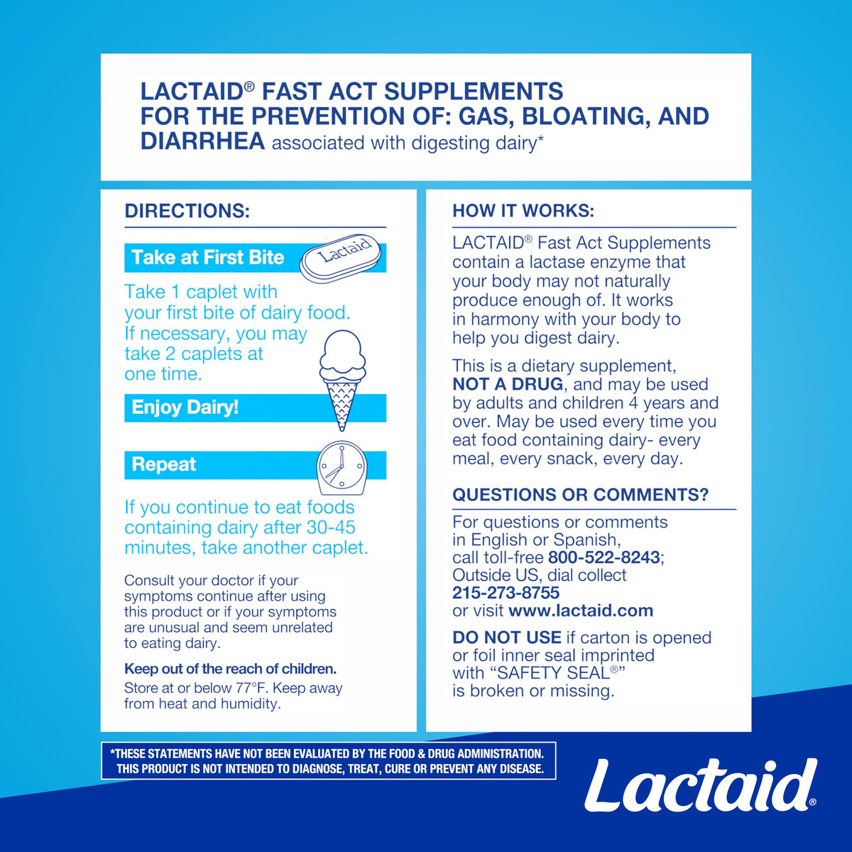 Lactase Enzyme Caplets 96 Ct K574524
