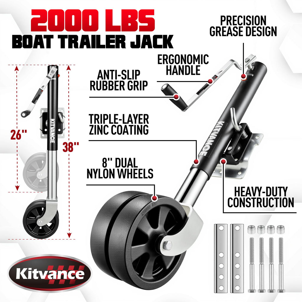 2000 lbs Boat Trailer Jack with 8" Dual Wheels S857