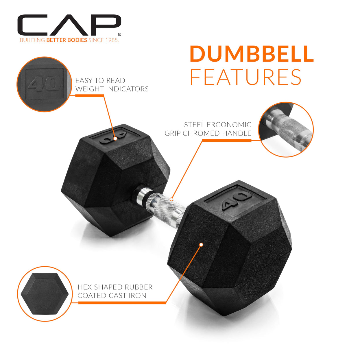 Rubber Coated Hex Dumbbell F332683