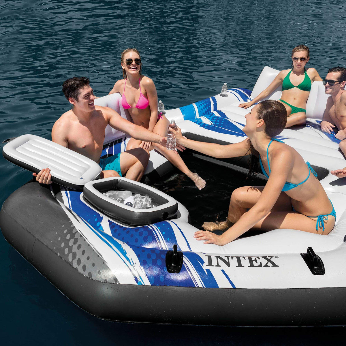 Blue 5-Person Floating Pool with River Run P9593