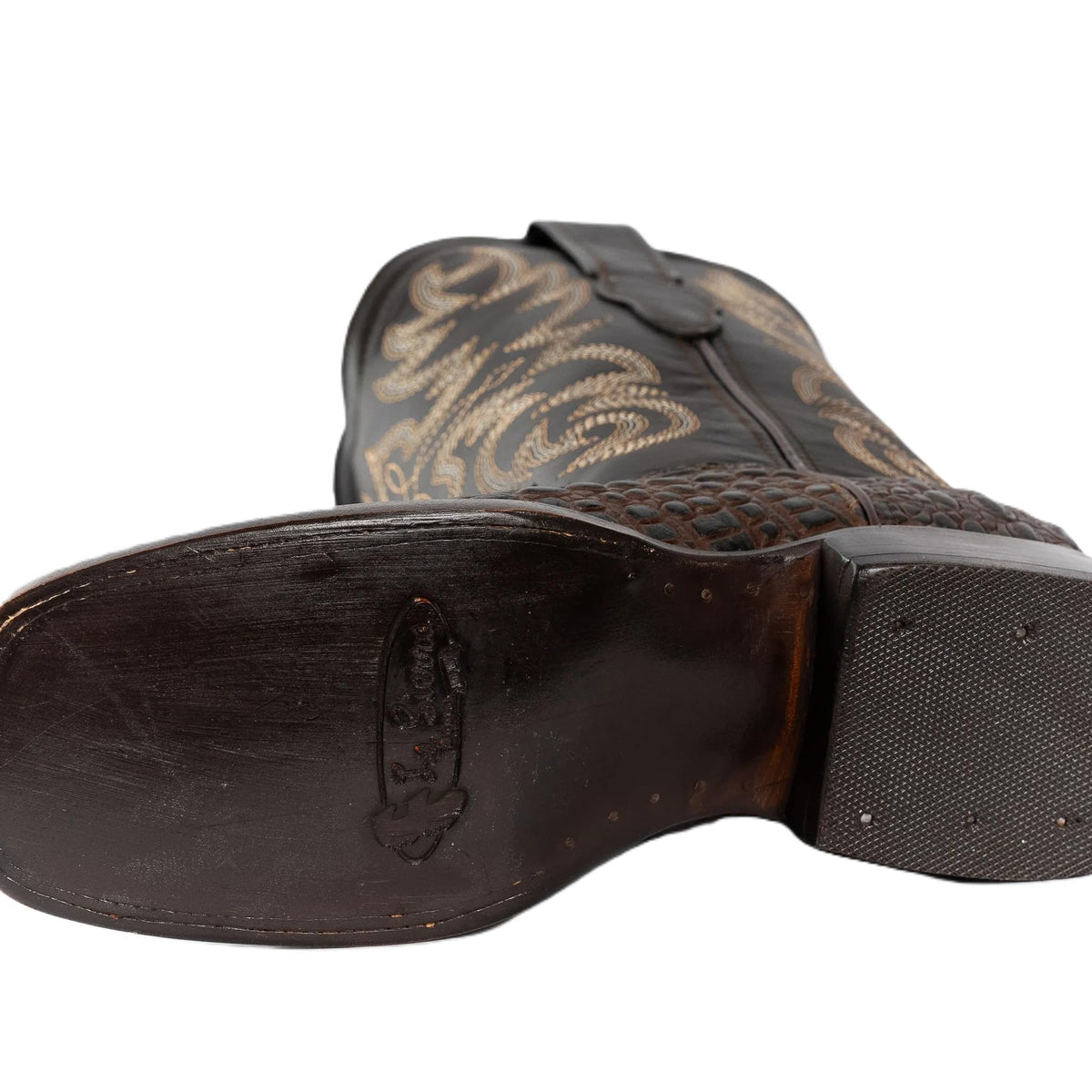 Brown Caiman Crocodile Print Leather Cowboy Boots X914