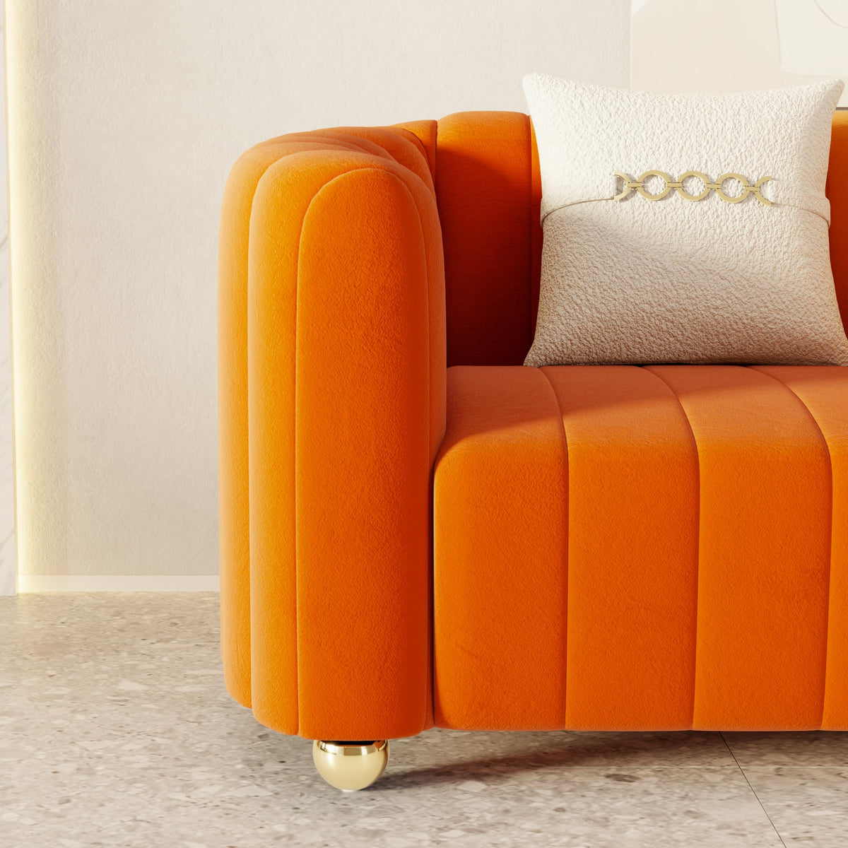 42" Velvet Sofa Chair with Gold Metal Legs I734121