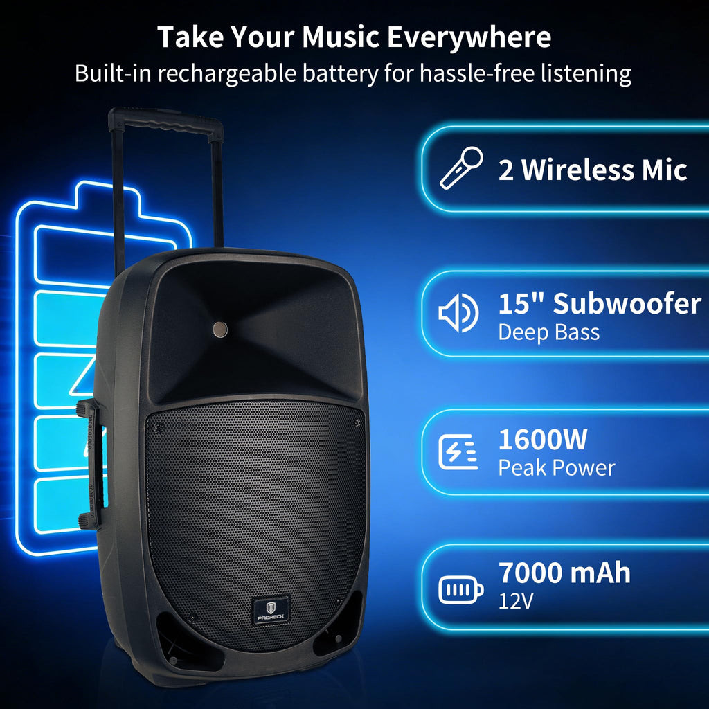 1600W 2-Way Rechargeable Powered PA Speaker System with Bluetooth R158554