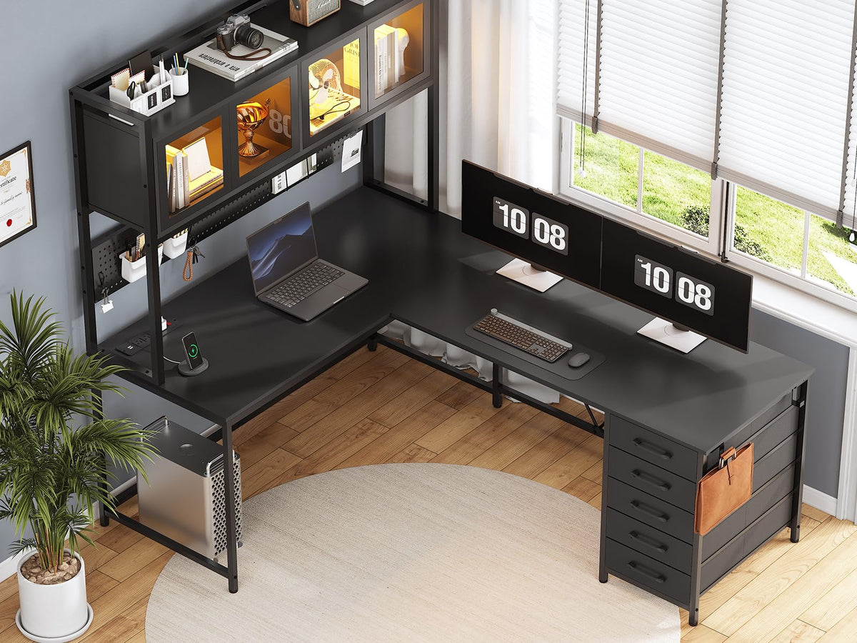 L Shaped Gaming Corner Desk with Drawers R780454