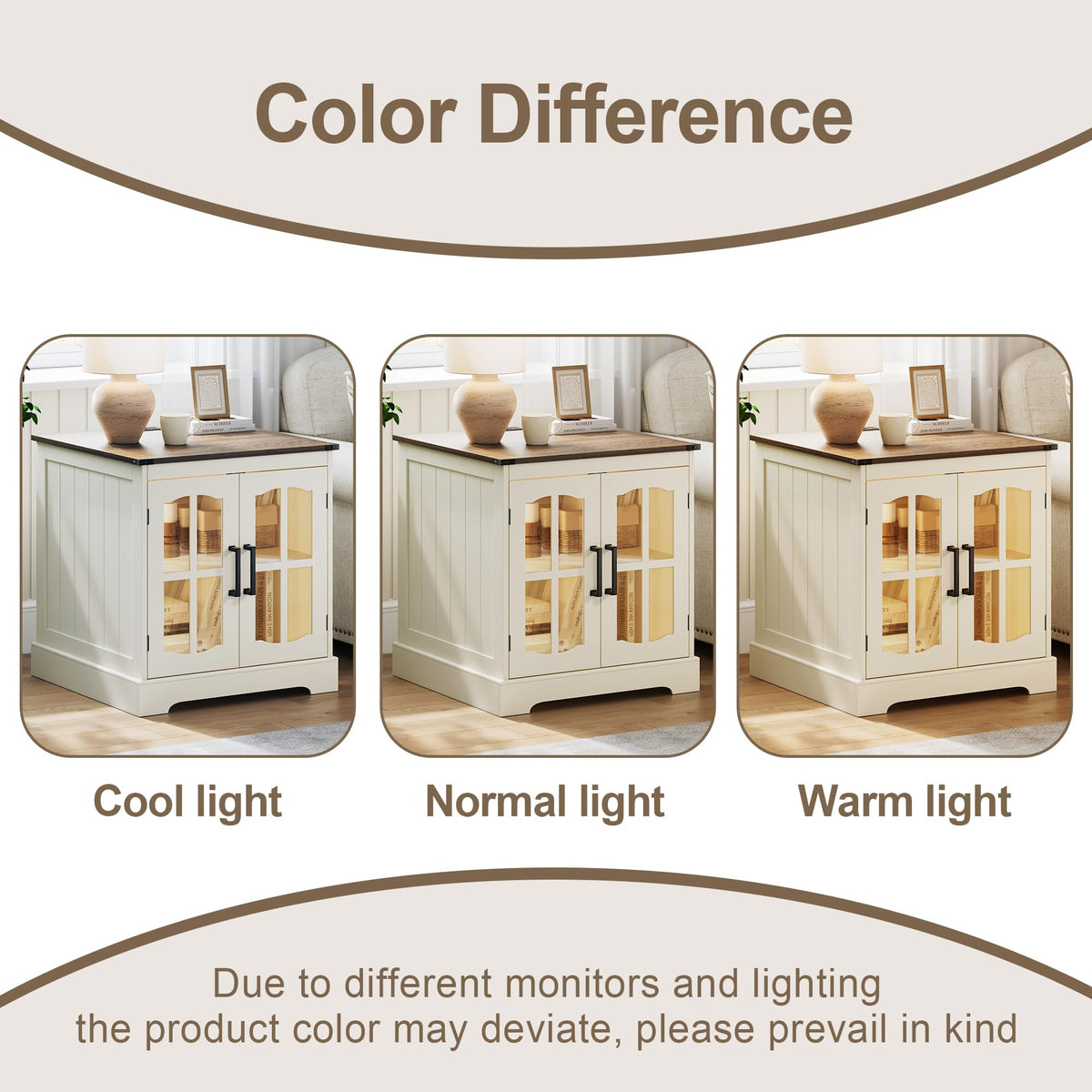 24" Farmhouse End Tables Set of 2 with LED F368