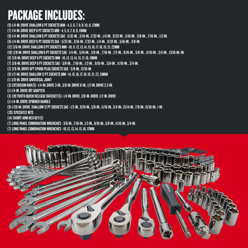 1/4" & 3/8" & 1/2" Drive SAE/Metric 150 Piece Mechanics Tool Set V7757