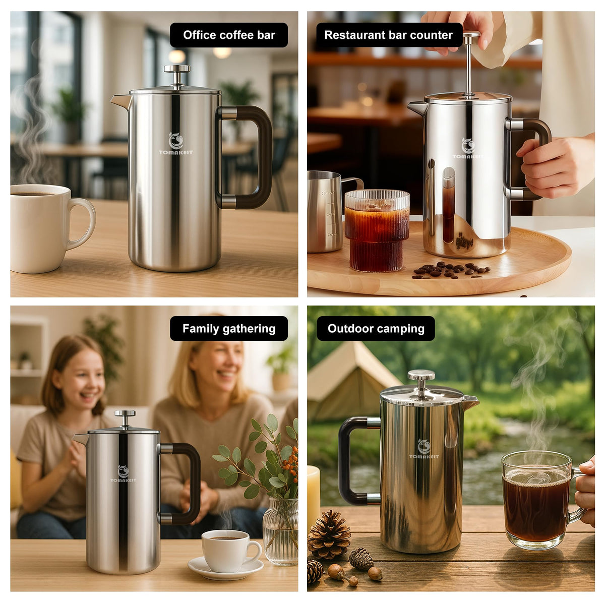 1L Stainless Steel French Press Coffee Maker R126
