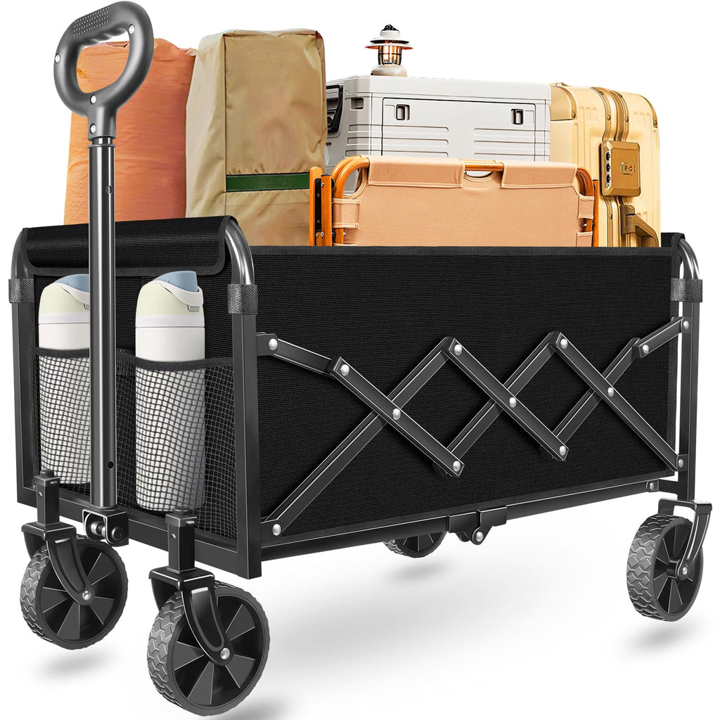 Foldable Collapsible Wagon Cart with Wheels, 280 lbs Heavy Duty Capacity, Graphite Black K6760