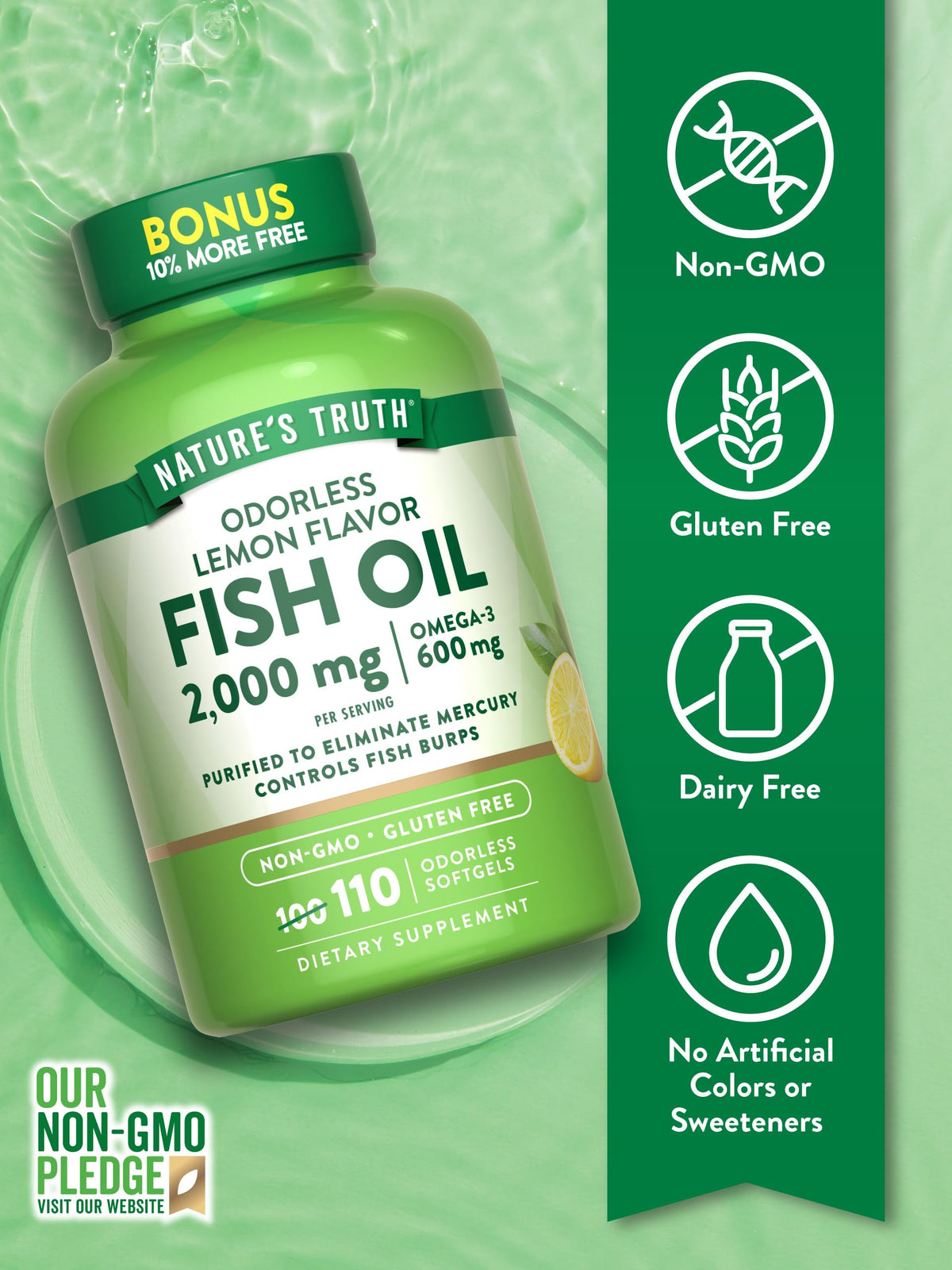 Fish Oil 2000mg 110 Softgels Lemon Flavor Y922