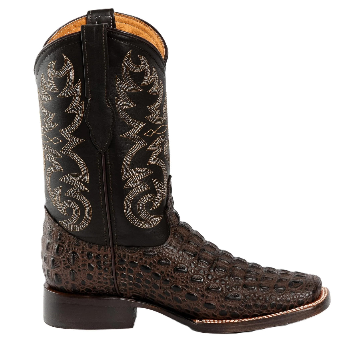 Brown Caiman Crocodile Print Leather Cowboy Boots X914