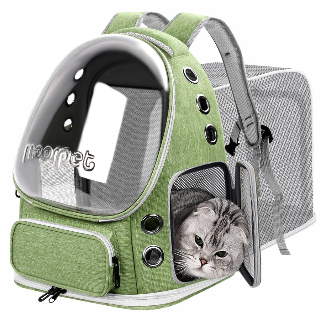 Green Expandable Breathable Pet Backpack Carrier R8734