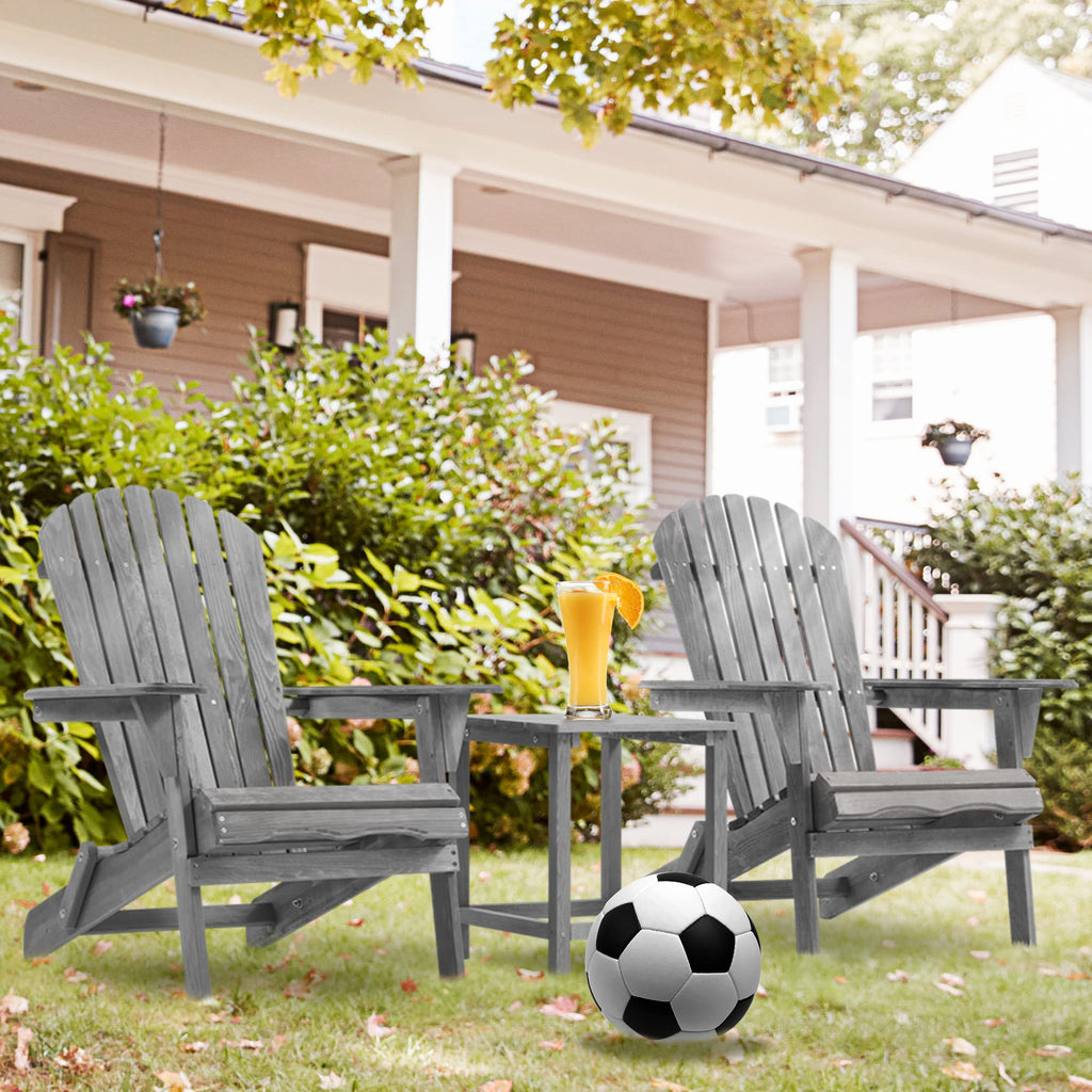 Folding Solid Wood Adirondack Chair Set of 2 Grey K3105