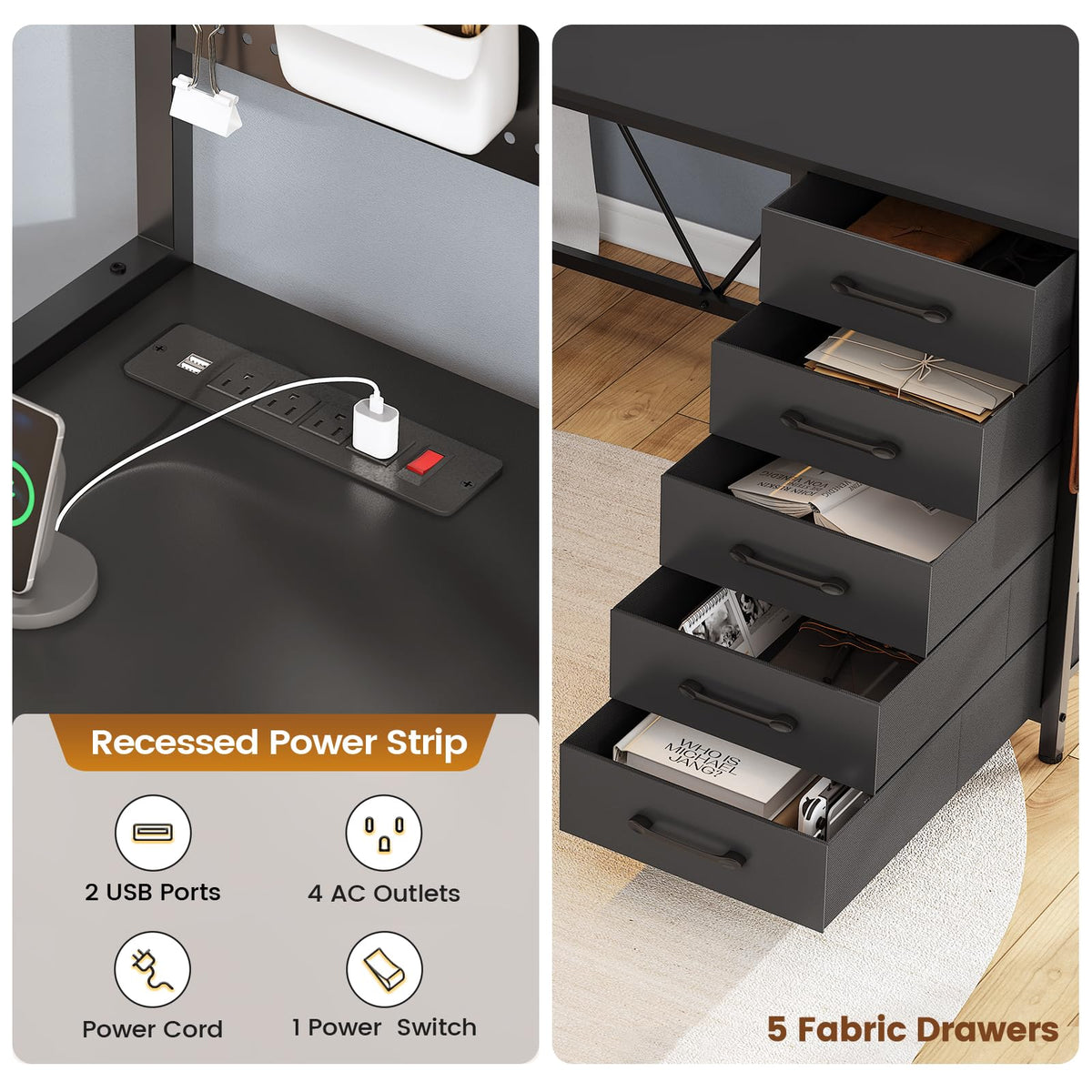 L Shaped Gaming Corner Desk with Drawers R780454