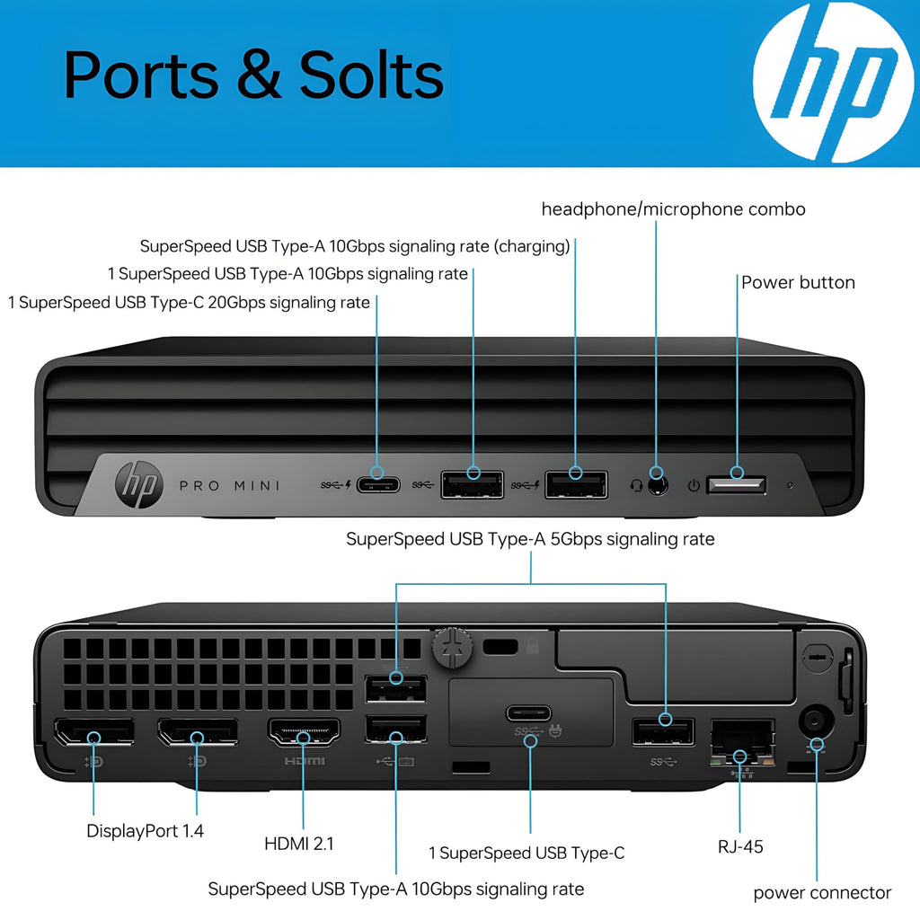 HP Mini Desktop PC Intel i7-12700T 16GB RAM 512GB SSD Windows 11 Pro T58060
