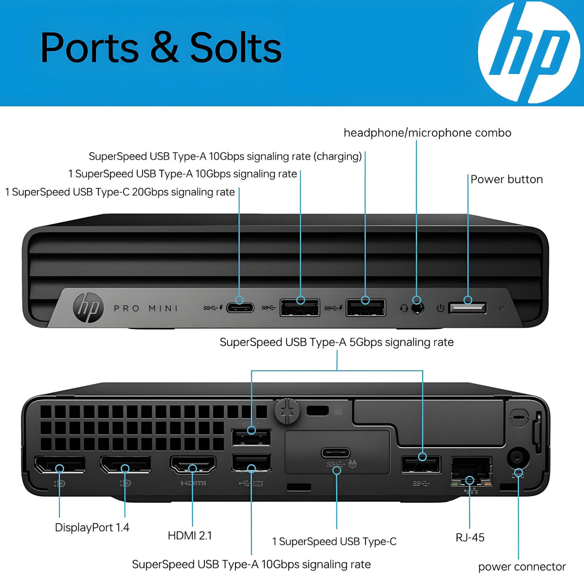 HP Mini Desktop PC Intel i7-12700T 16GB RAM 512GB SSD Windows 11 Pro T58060