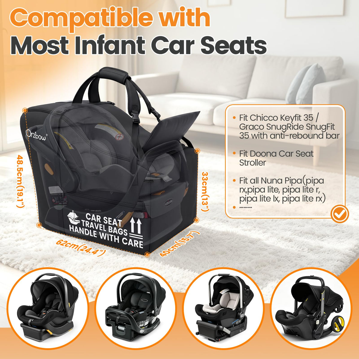 Infant Car Seat Travel Backpack Bag W977