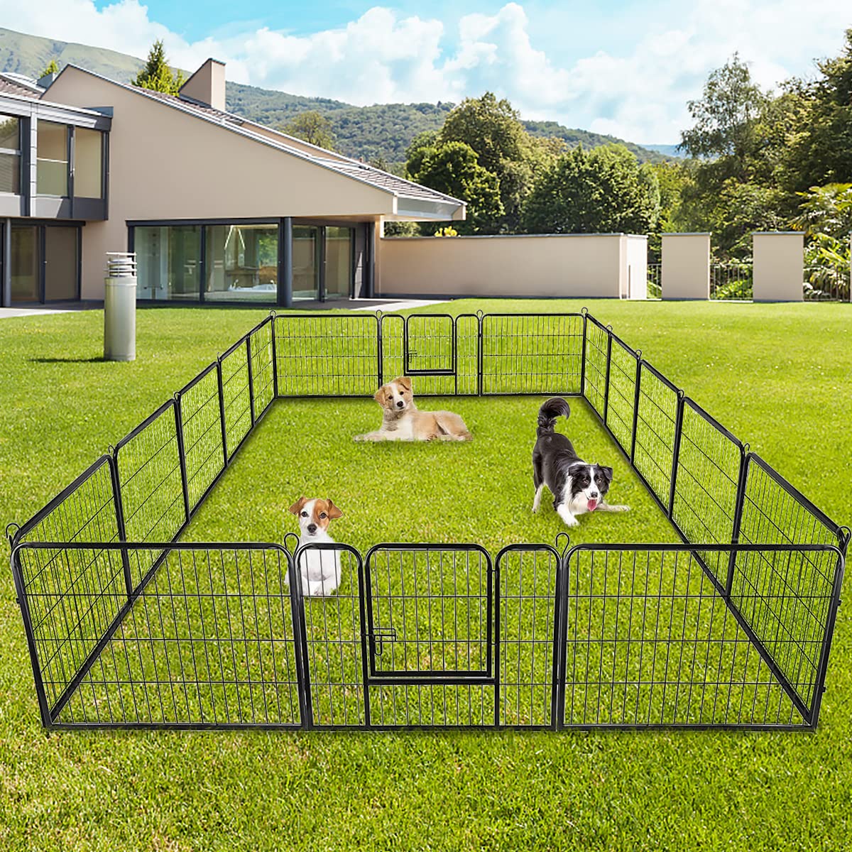 Heavy Duty Metal Fold Dog Playpen with Safety Door, 24 inch I436