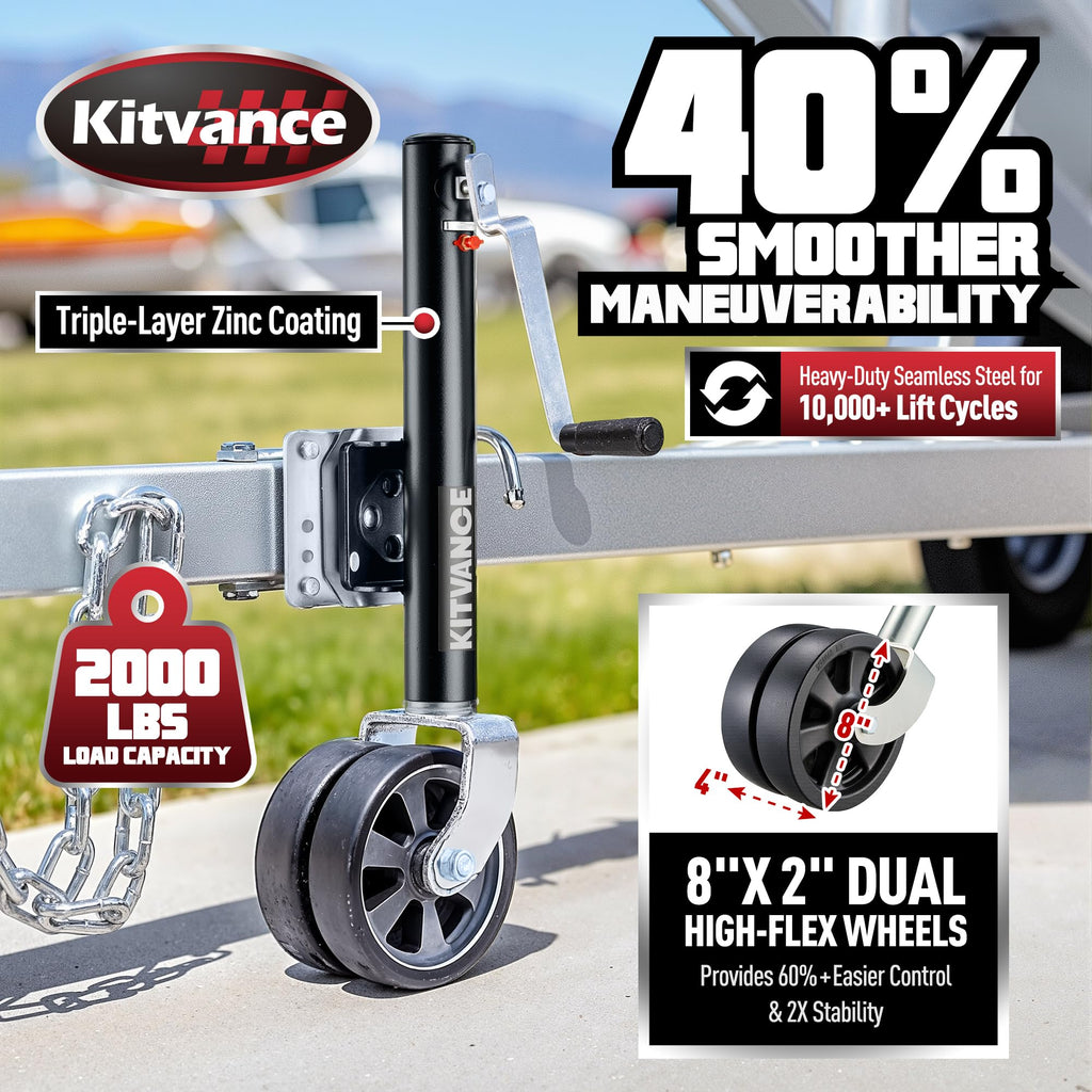 2000 lbs Boat Trailer Jack with 8" Dual Wheels S857