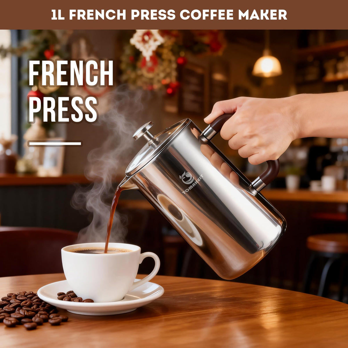 1L Stainless Steel French Press Coffee Maker R126