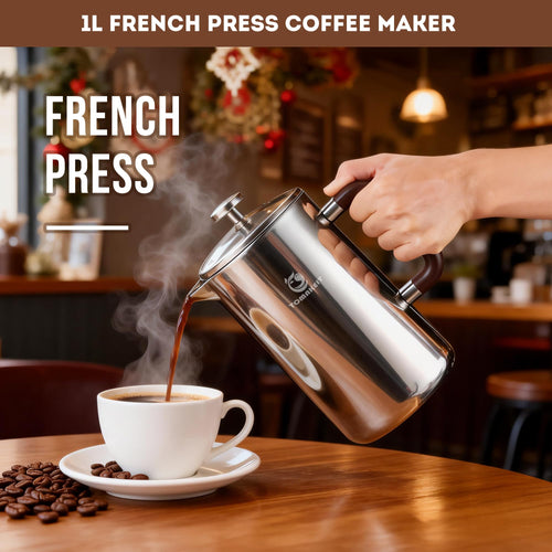 1L Stainless Steel French Press Coffee Maker R126