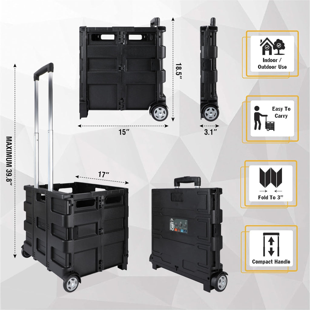 Portable Tools Carrier with Telescopic Handle, 80 Lb. Load Capacity, Black C653