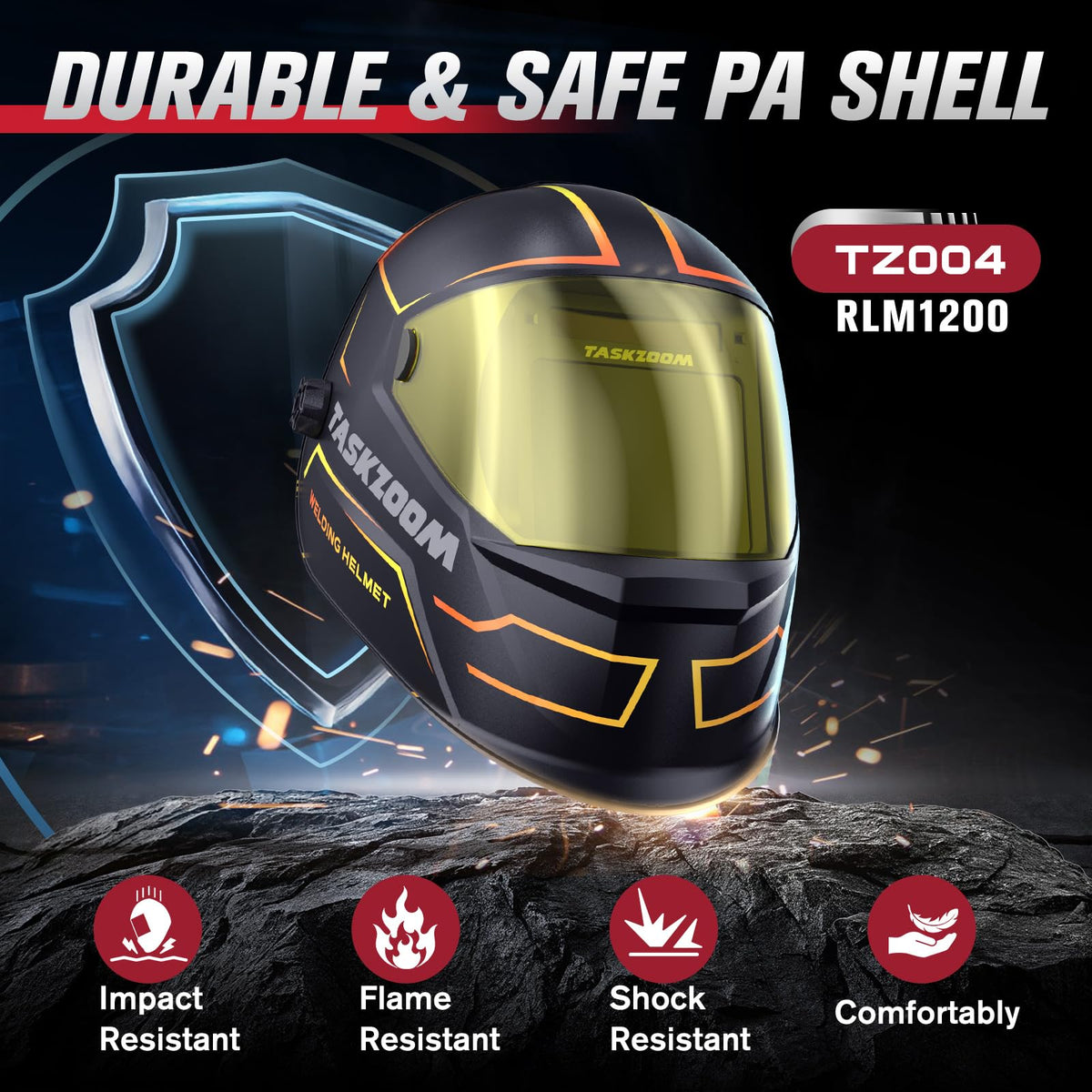 Auto Darkening Welding Helmet True Color Large View 4 Arc Sensors C864
