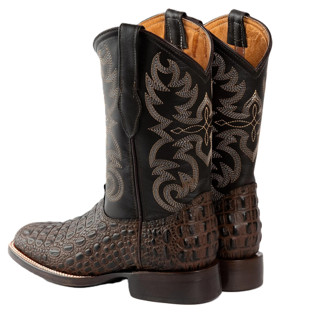 Brown Caiman Crocodile Print Leather Cowboy Boots X914