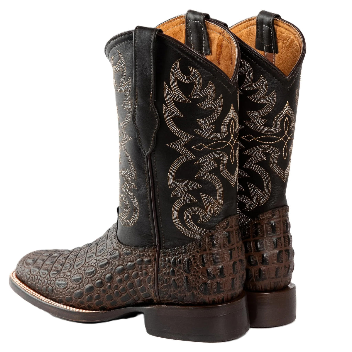 Brown Caiman Crocodile Print Leather Cowboy Boots X914
