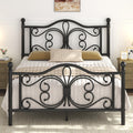 Full Size Bed Frame with Butterfly Pattern Headboard, Black K5333