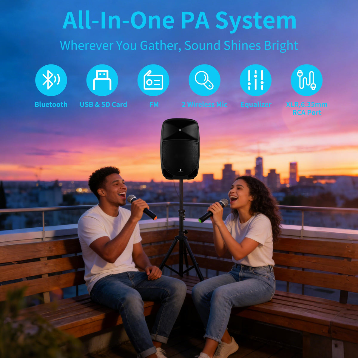 1600W 2-Way Rechargeable Powered PA Speaker System with Bluetooth R158554
