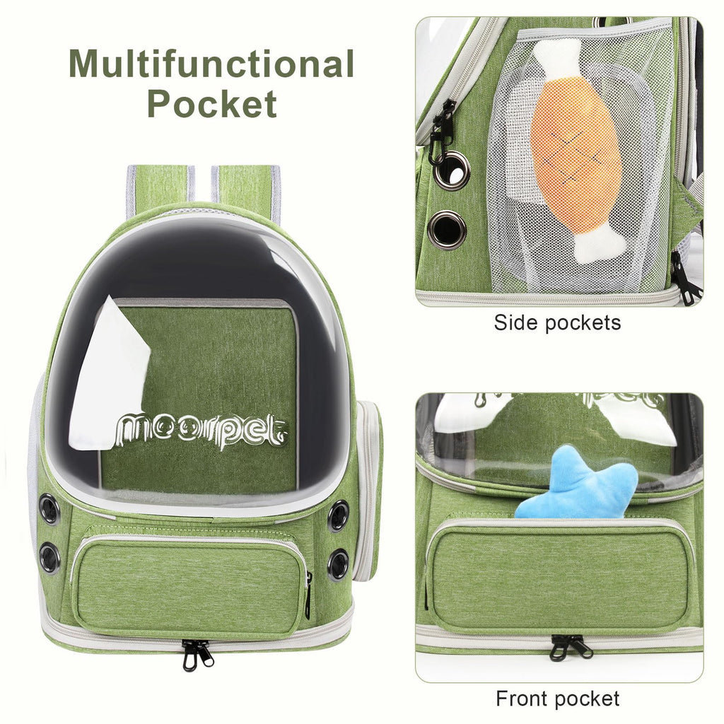 Green Expandable Breathable Pet Backpack Carrier R8734