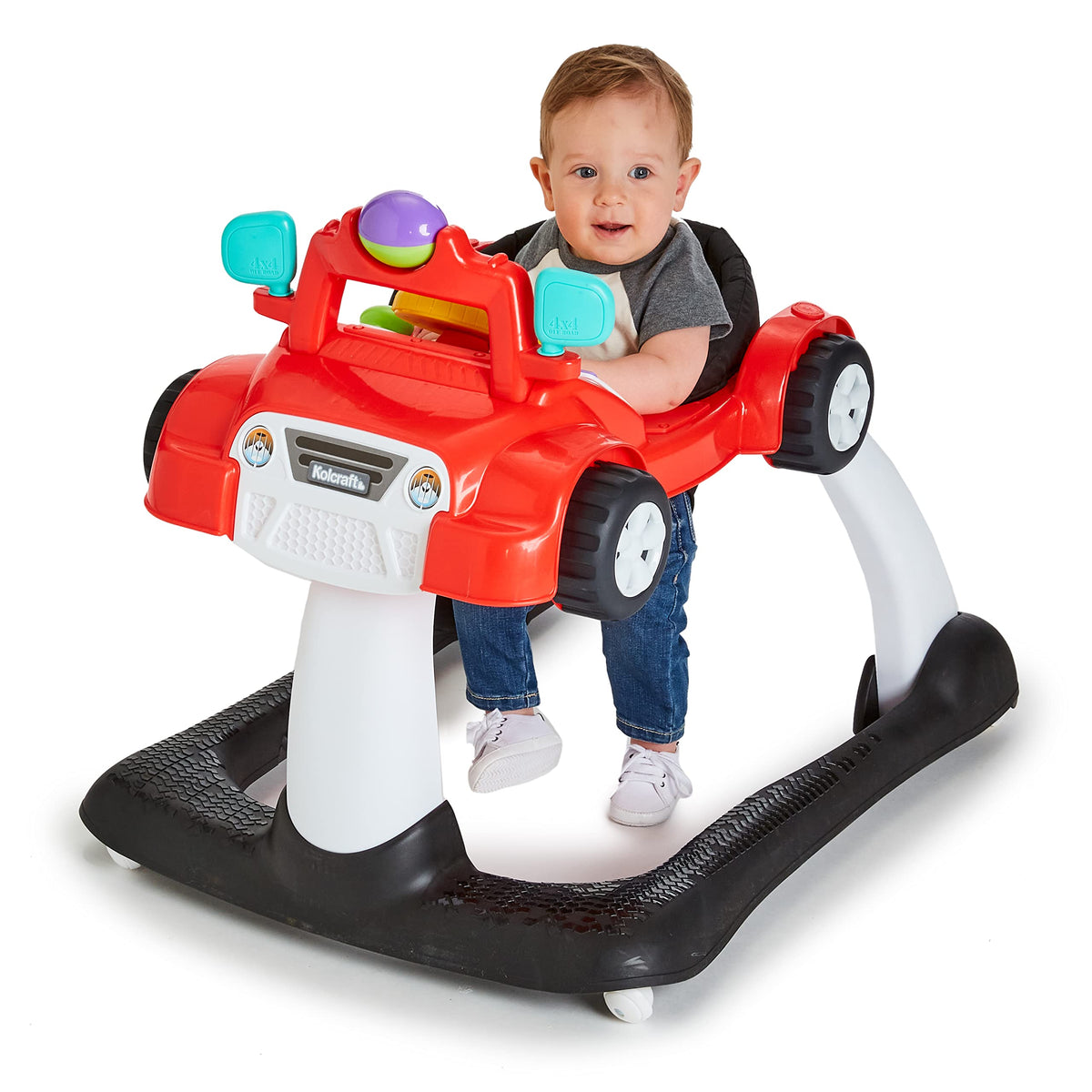 2-in-1 Baby Push Walker with Wheels, Seated or Walk-Behind, Racer Red L980577