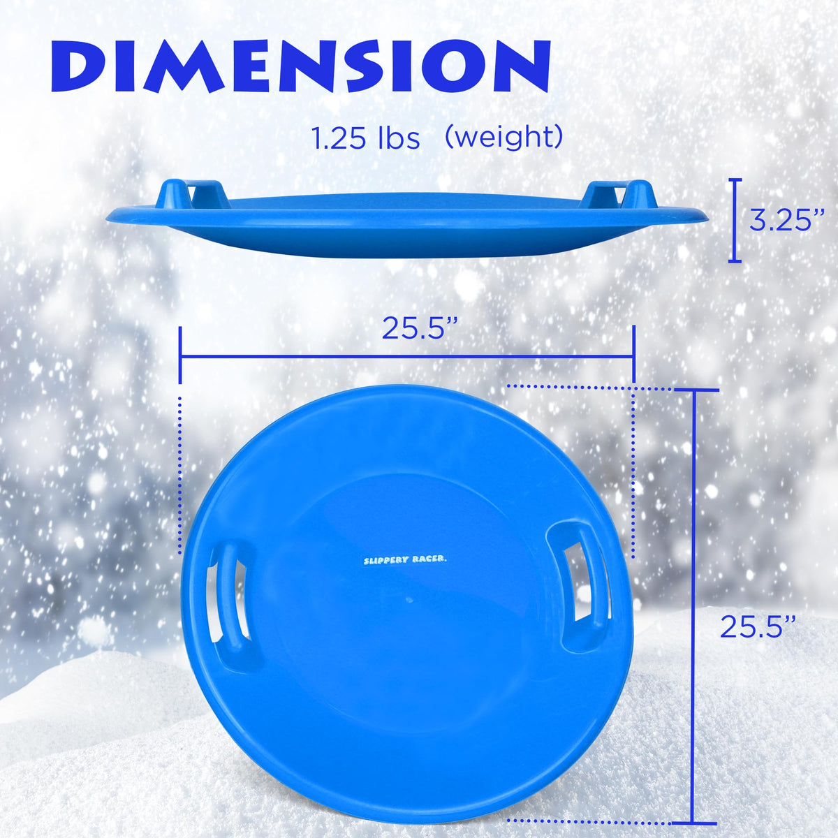 Heavy-Duty Plastic Snow Sled with Handles U778398
