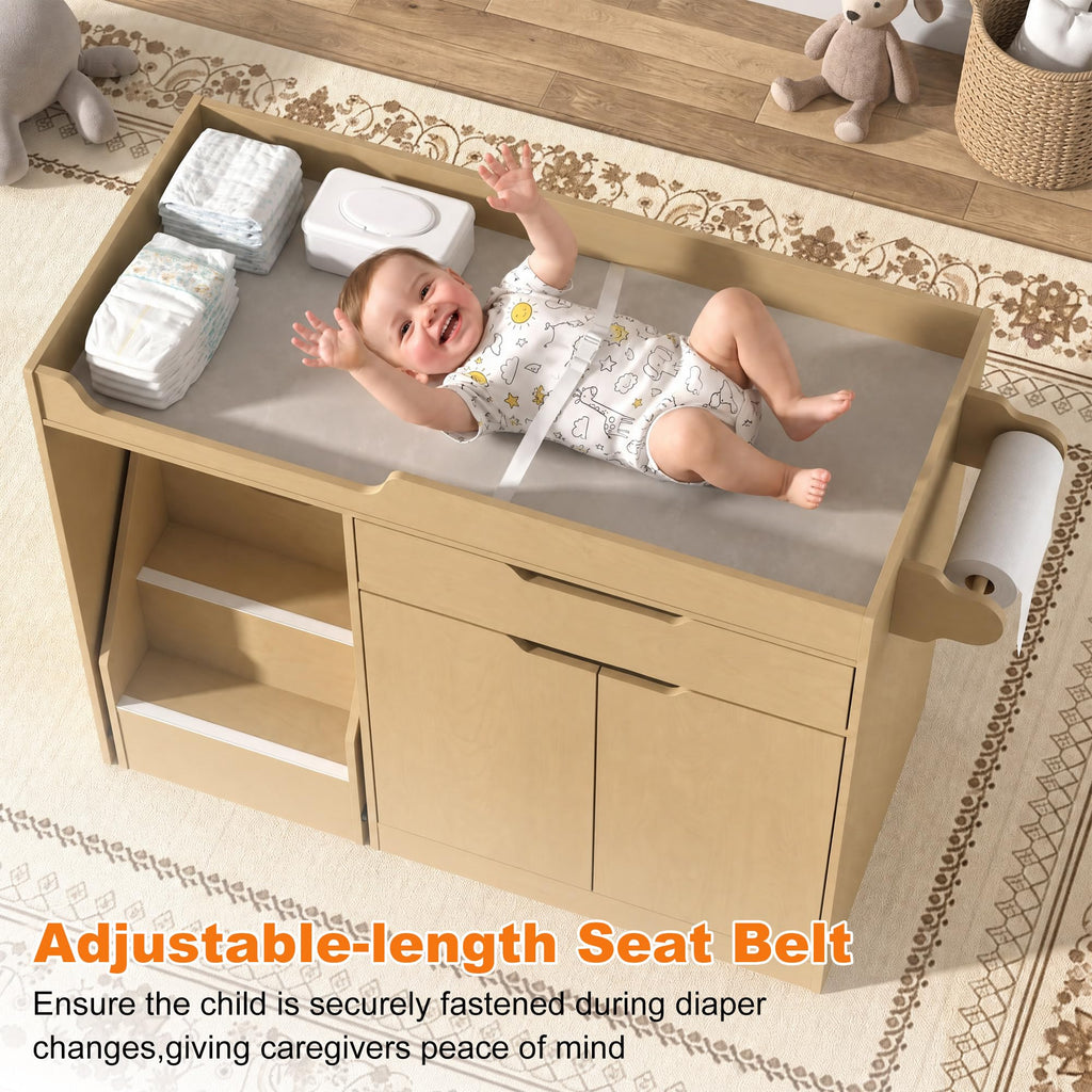 Oak Baby Changing Table with Drawers and Stairs X824275