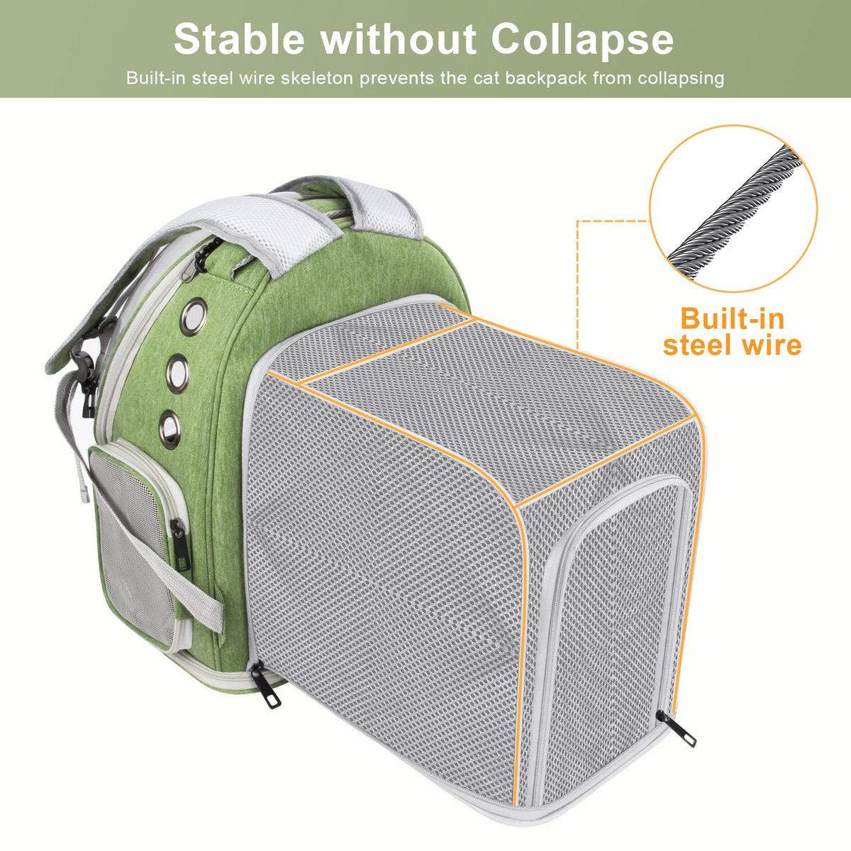 Green Expandable Breathable Pet Backpack Carrier R8734