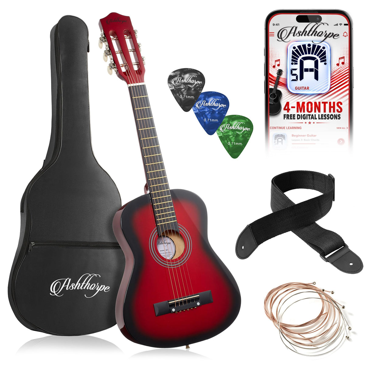 30-inch Kids Acoustic Guitar Beginner Kit with Gig Bag T323