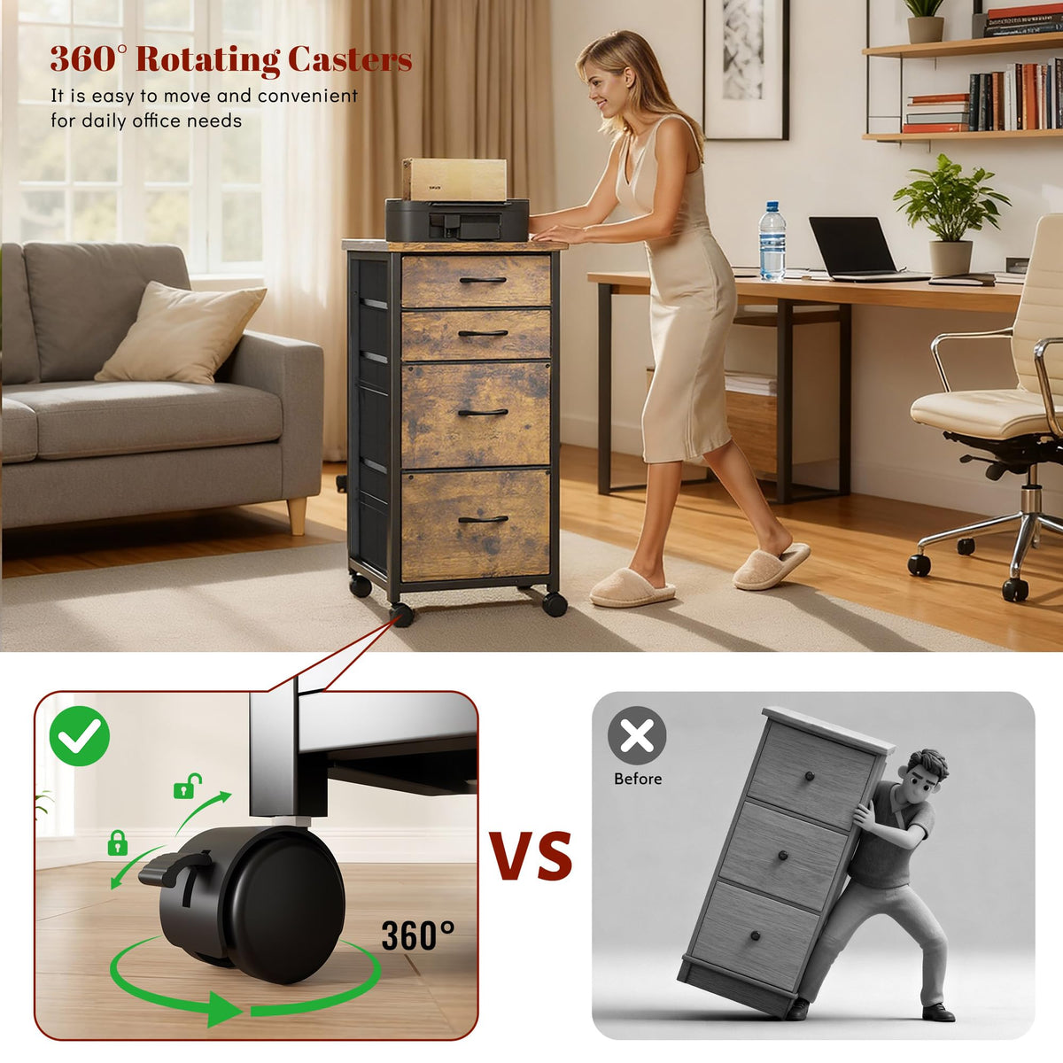 4 Drawer Rolling File Cabinet J45111