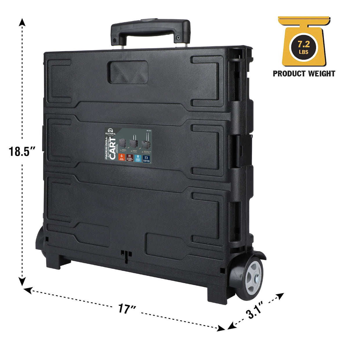 Portable Tools Carrier with Telescopic Handle, 80 Lb. Load Capacity, Black C653
