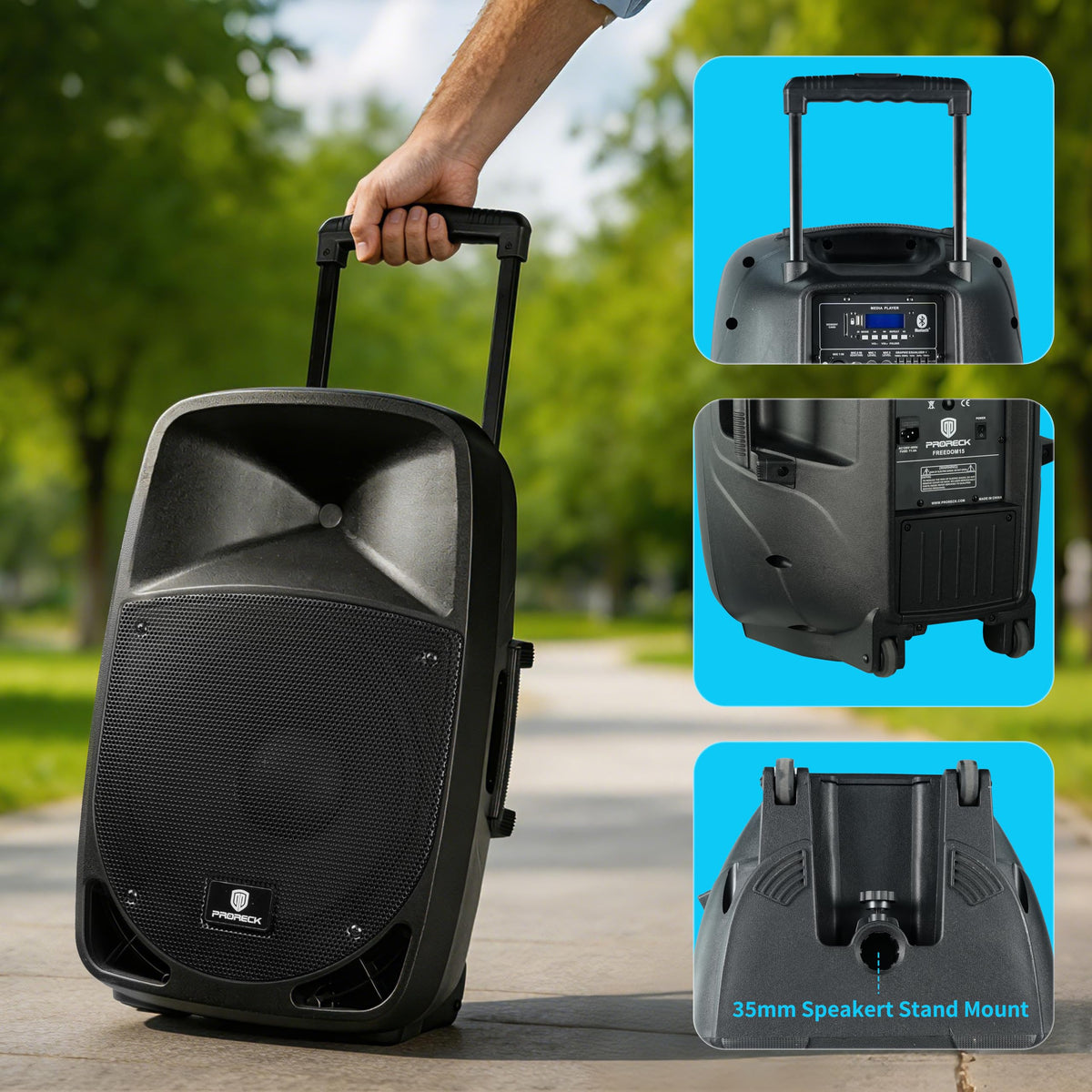 1600W 2-Way Rechargeable Powered PA Speaker System with Bluetooth R158554
