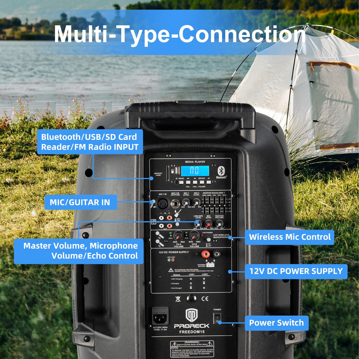 1600W 2-Way Rechargeable Powered PA Speaker System with Bluetooth R158554