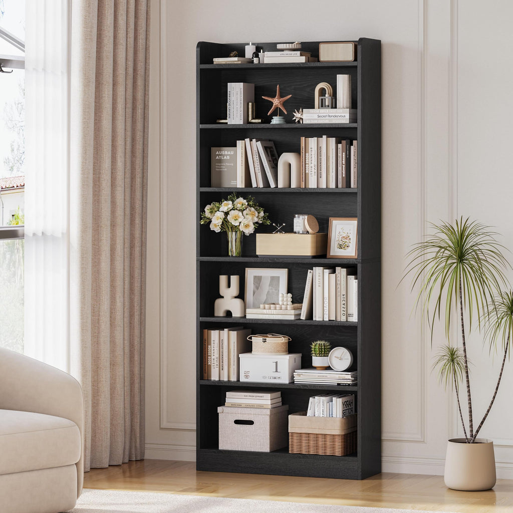 Black 7-Tier Adjustable Shelves Bookcase P205441