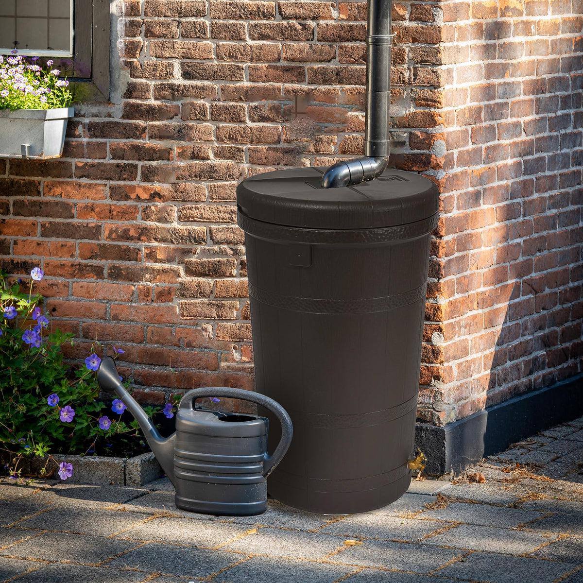 50 Gallon Oak Brown Water Collection Barrel B4792